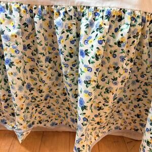Vtg Laura Ashley Primrose Polyanthus Bedskirt Full Queen 1980s-90s Blue Green